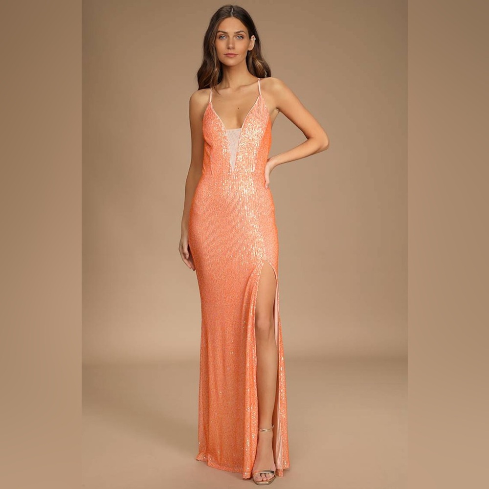 Lulu's Radiant Orange Backless Dress